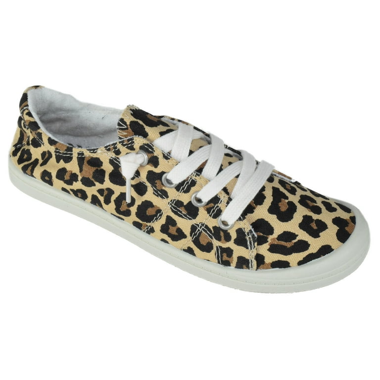 Soda Flat Women Shoes Canvas Slip On Sneakers Lace Style Loafers ZIG-S Leopard Cheetah Print - Walmart.com