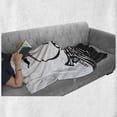 thumbnail image 6 of Odyssey Soft Flannel Fleece Throw Blanket, Greek Ship with Sail on Sea in Monochromatic Design Print, Cozy Plush for Indoor and Outdoor Use, 60" x 80", Charcoal Grey and White, by Ambesonne, 6 of 6