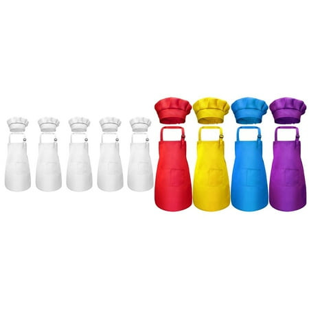 

18-Piece Children s Apron and Chef Hat Set Adjustable Children s Kitchen Apron for Cooking and Painting