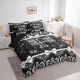 thumbnail image 2 of Manfei Cartoon Initial P Print 7-Piece Twin Bedding,Retro Damask Bedding Comforter Set,Black,Black Reversible, 2 of 7