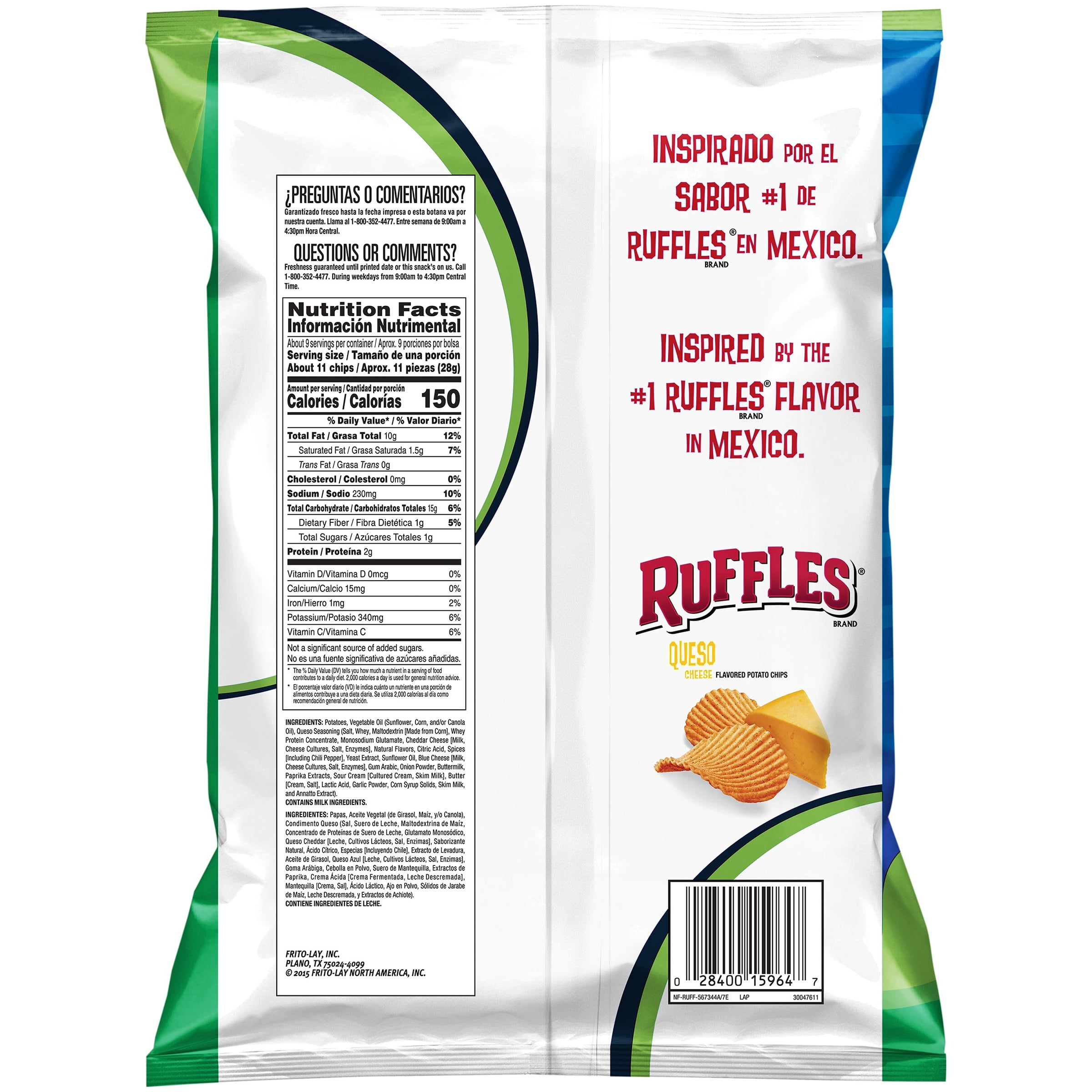 Buy Ruffles Queso Cheese Flavored Potato Chips, 8.5 oz Bag Online at Lowest Price in Ubuy Nepal