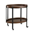 thumbnail image 4 of Christopher Knight Home 30.25" Oval Bar Cart with 2 Tempered Glass Shelves, Wood+Iron Frame Serving Cart, Dark Walnut, 4 of 10