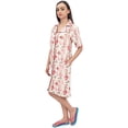 thumbnail image 5 of Bimba Short Sleeve Floral Print Off White Sleepshirt Women's Sleepwear Dress - 28, 5 of 9