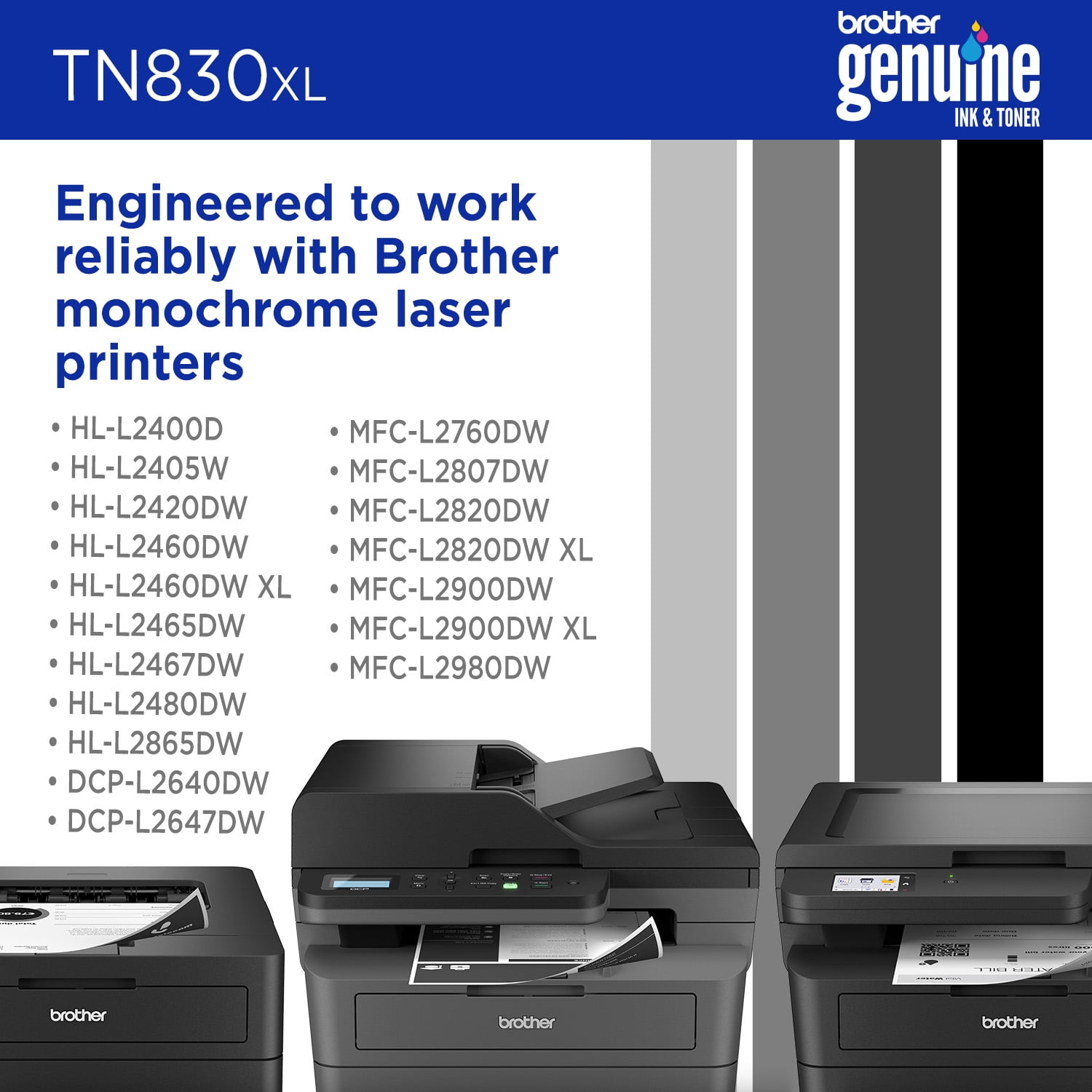 Brother Genuine TN830XL Black High Yield Printer Toner Cartridge - Print up to 3,000 Pages (1)