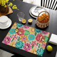 thumbnail image 3 of Pioneer Flower Floral Print Pattern Summer Placemats Table Placemats Set Of 6-Linen Kitchen Washable Placemats Table Mats 12x18 Inch Non-Slip Heat Resistant, 3 of 5