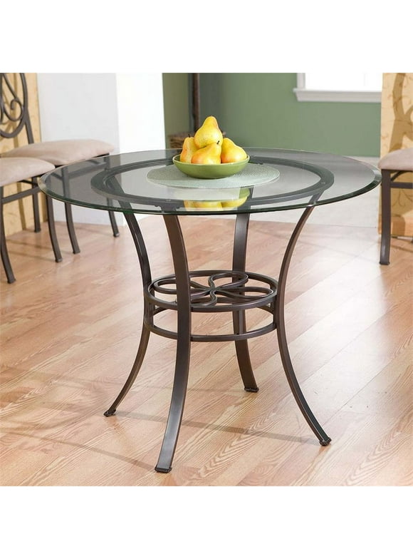 Southern Enterprises Lucianna Round Glass Top Dining Table