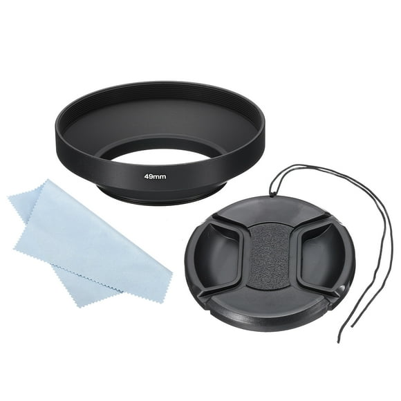 Unique Bargains 49mm Lens Hood, Wide Angle Anti-reflective Hood with 72mm Lens Cap and Cloth