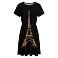 thumbnail image 4 of Night Eiffel Tower Women's Dress Short Sleeve Summer Sundress Summer Women Clothes, 4 of 7