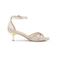 thumbnail image 3 of BLISSFUL STEP Women's Rhinestone Mesh Kitten Heels Sandals Nude (Size 7.5), 3 of 6