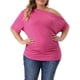 thumbnail image 1 of Blusas casuales de una sola manga y manga corta para mujeres de tallas grandes Agnes Orinda 1X color rosa intenso, 1 of 5
