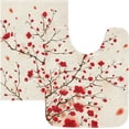thumbnail image 4 of SKYSONIC Toilet Bathroom Rugs Sets 2 Piece, Oriental Style Painting Plum Blossom Spring Beige Soft Absorbent Fluffy Toilet Mat Set Non-Slip Rubber Backing Bath Mats for Bathroom,16"x24"+20"x24", 4 of 7