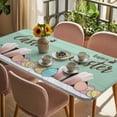 thumbnail image 3 of Happy Easter Table Cloths for 3 Foot Rectangle Tables, Colorful Spring Eggs Green Wooden Patio Waterproof Elastic Fitted Tablecloths, Washable Rectangular Table Cover for Camping, 3 of 8