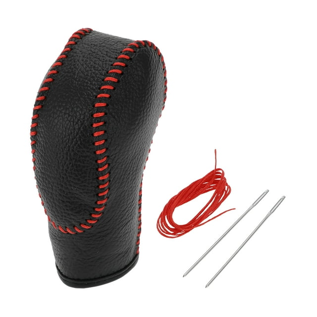 Cubierta de pomo de cambio de marcha Unique Bargains para Ford Focus 2012-2018, protector antideslizante de mango de cambio de cuero sintético, 1 Pc, texturizado, negro rojo
