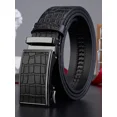 thumbnail image 2 of DHM Men PU Leather Automatic Ratchet Belt Crocodile Pattern Black, 2 of 9
