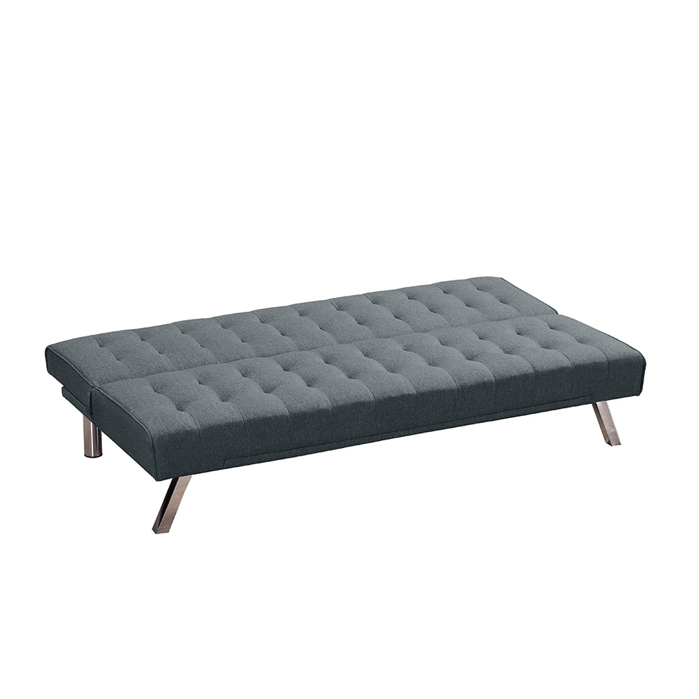 Futon Sofa Bed, Upholstered Convertible Folding Sleeper Recliner for Living Room, Light Gray