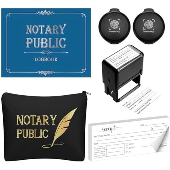 6 Pcs Notary Journal Log Book Thumbprint Fingerprint Ink Pad Notary Stamp and Bag and Invoice Receipt Book for Home, Office