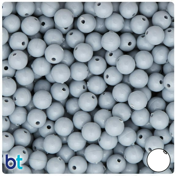 BeadTin Grey Opaque 8mm Round Plastic Beads (300pcs)