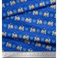 thumbnail image 3 of Soimoi Blue Heavy Satin Fabric Snowman & Snowflake Christmas Printed Craft Fabric by the Yard 54 Inch Wide, 3 of 3