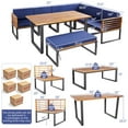 thumbnail image 3 of Costway 8pcs Patio Acacia Wood Dining Table & Ottoman Sofa Chair Set Outdoor Furniture, 3 of 10