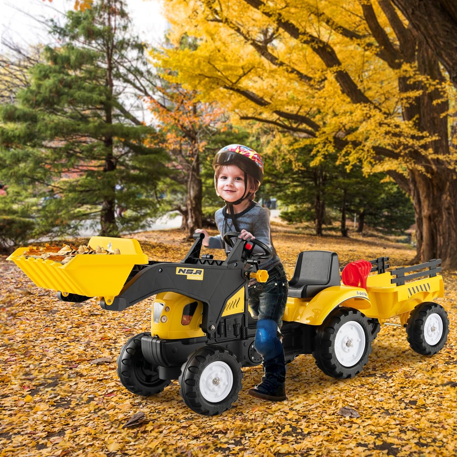 OLAKIDS Kids Ride on Excavator, Pedal Car Bulldozer with Manual Control ...