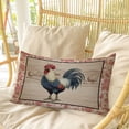 thumbnail image 4 of Farmhouse Roosters Pillow Covers, Linen Long Throw Pillow Case, Countryside Farm Chicken Pink Leaves Holiday Pillow Protector Decorative Cushion Cover for Living Room/Bedroom 12" x 20", 4 of 8