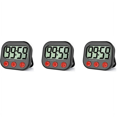 3X Kitchen , Digital Visual Magnetic Clock Stopwatch Countdown , LCD Screen Display for Cooking
