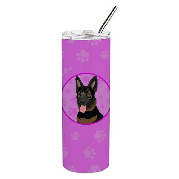 Carolines Treasures WDK1323TBL20 German Shepherd Bicolor Stainless Steel 20 oz Skinny Tumbler Pink 20 oz multicolor