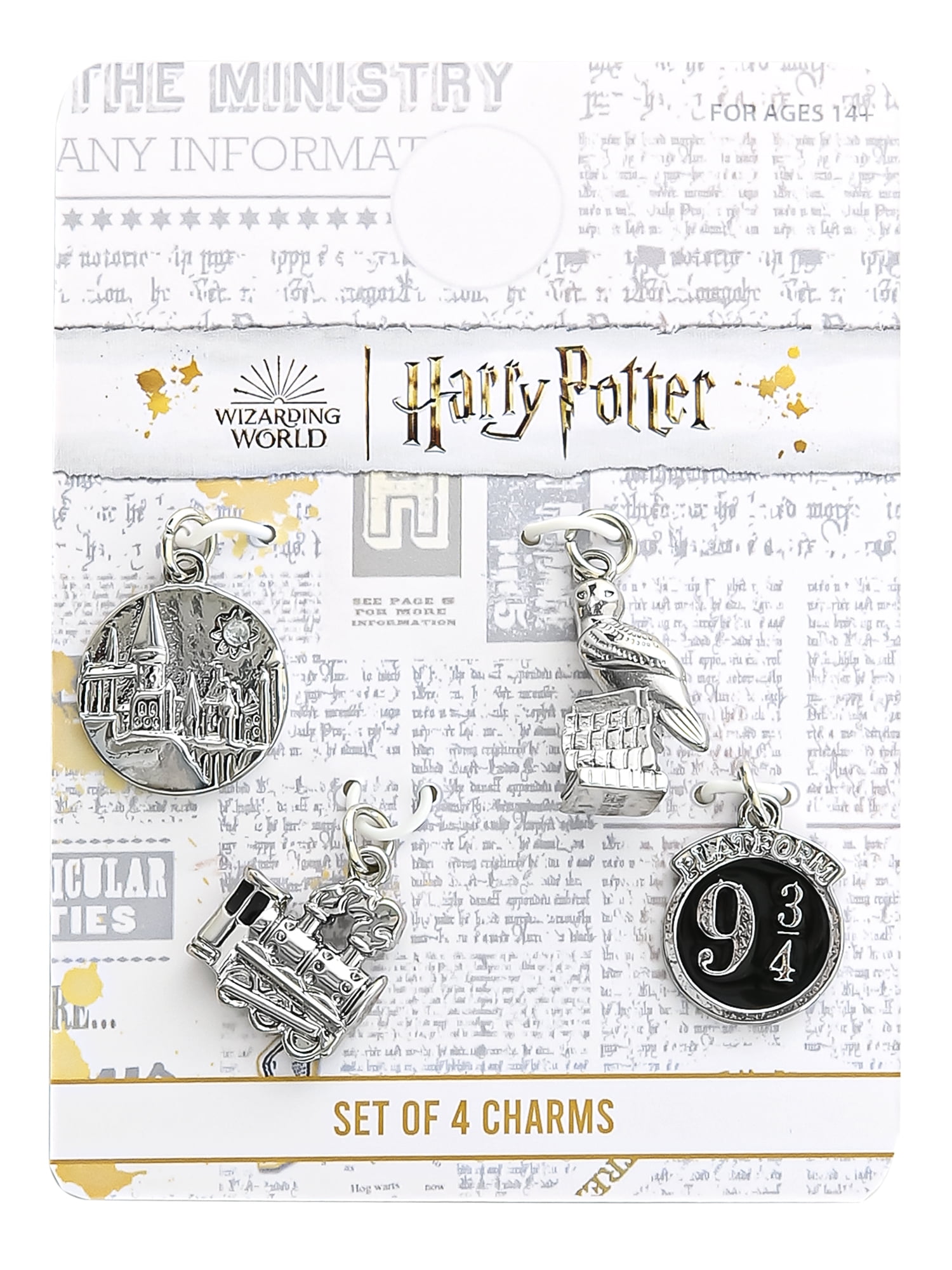 Warner Bros- Harry Potter Base Metal Silver-Tone and Enamel Adult/Tween 4-Piece Charm Set