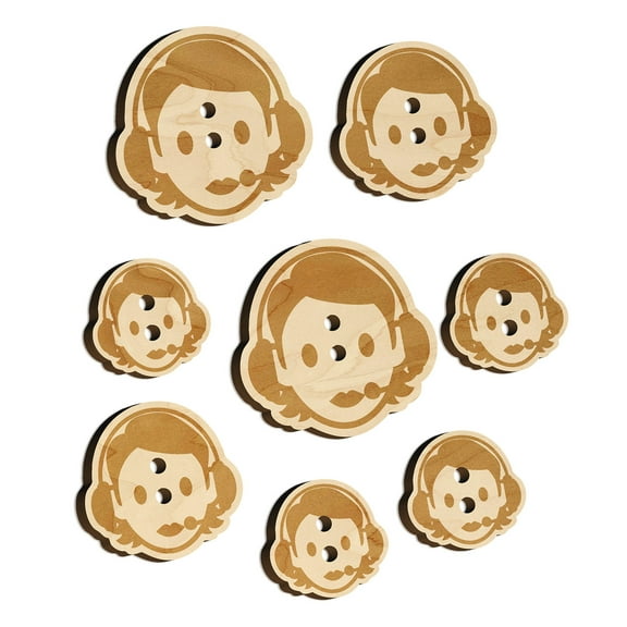 Occupation Customer Service Woman Icon Wood Buttons for Crochet Knitting Sewing DIY Craft - 1.00 Inch Medium (7pcs)