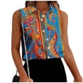 thumbnail image 1 of TaTaai Button Lapel Blouse Lightweight Breathable Women's Casual Fashion Printed Sleeveless Short Sleeve Loose Summer Smart-Casual Top Gift, 1 of 6