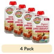 (4 pack) Earth's Best Organic Stage 2 Baby Food, Banana Raspberry Barley Fruit & Grain Puree, 3.5 oz Pouch