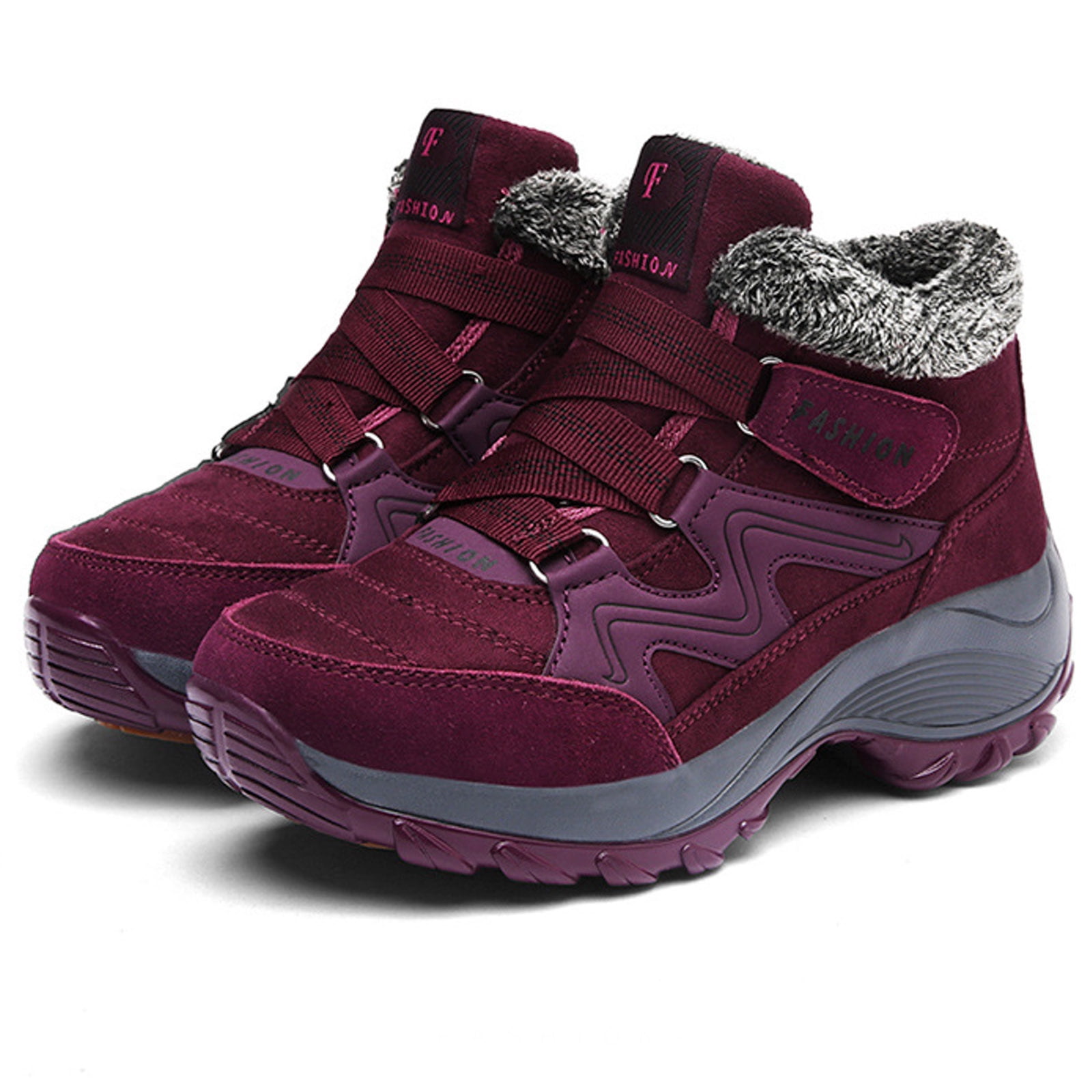 CAICJ98 Women's Winter Boots Warm Lined Ankle Boots Waterproof Outdoor Hiking Shoes Winter Boots Women (Red,Size 7.5)