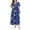 Blue, variant on Floral Women's V-Neck Short Sleeve Midi Dress - Cotton Chiffon Summer 2025 Flow Style for Women Green 2XL