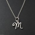 thumbnail image 2 of Sterling Silver Tiny Initial Letter M Charm Necklace, 18" Chain, Cursive Handwriting, 2 of 4