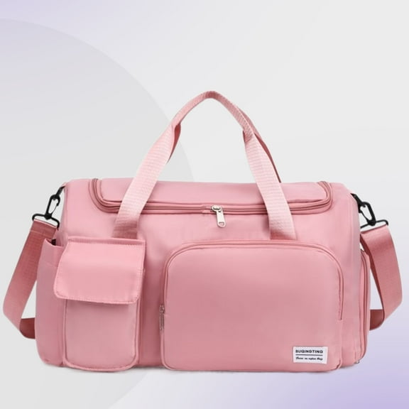 Travel Duffle Bag for Women 25L Carry On Tote Weekender Overnight Bag with Adjustable Shoulder Strap, Large Capacity Duffel Bag With Shoe Compartment,Gym Tote Bag with Dry and Wet Separation, Pink