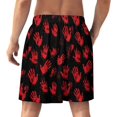 thumbnail image 2 of NICKSUN Shorts de Pyjama Amusants pour Hommes, Bas de Pyjama Courts Doux avec Poches, Imprimé Main Rouge, P, 2 of 6