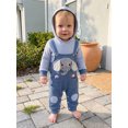 thumbnail image 3 of RUINIXCW Newborn Baby Boy Spring Fall Winter Clothes Infant Boy Striped Hood Romper False Two-Piece Outfit Elephant Embroidery Long Sleeve Jumpsuit, 3 of 10