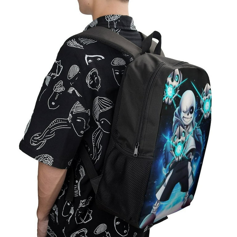 Zaino Undertale Per Laptop 16 Pollici Con Porta USB: Borsa Da Scuola In Poliestere Nera