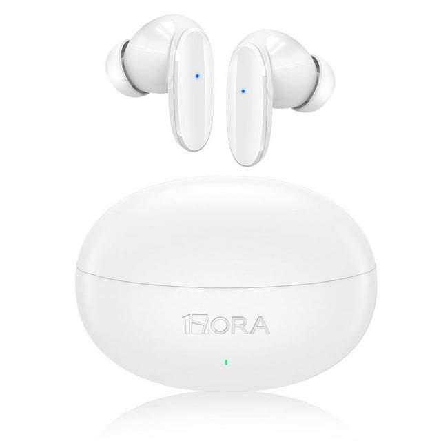 Audífonos Inalámbricos 1 Hora Bluetooth Blanco con Micrófono y Estuche de Carga USB C Deportivos In-