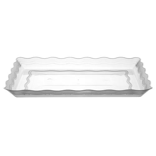 EcoQuality 9"x13" Clear Wave Rectangle Tray Platter for Appetizers Desserts Snacks Fruits Catering Parties Events Buffet Food Display Elegant Plastic Tray (1)