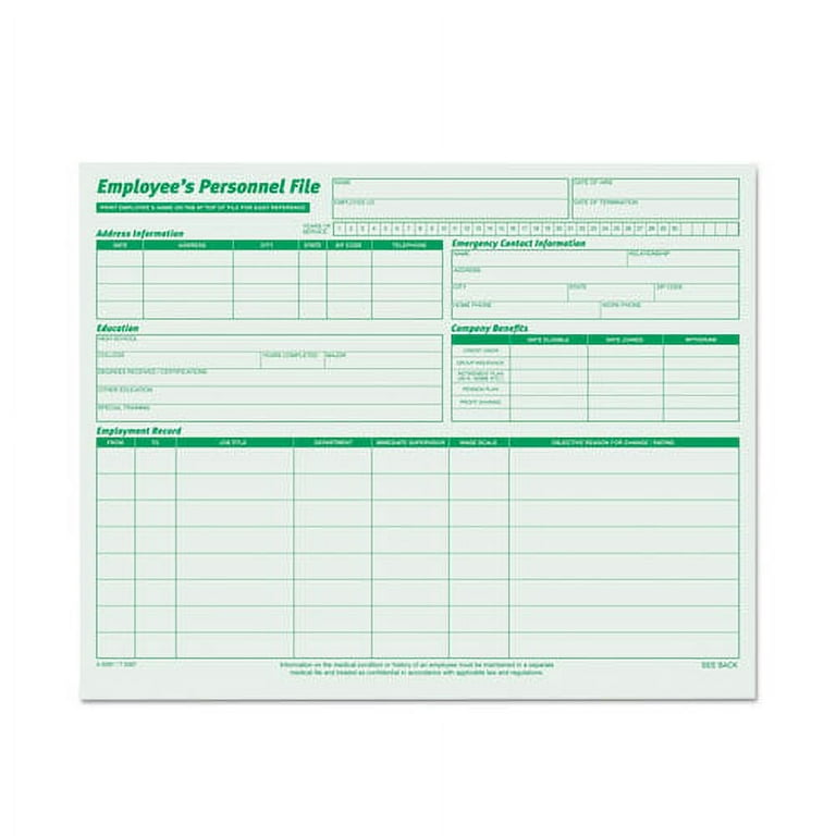 Employee's Record File Folder, Straight Tabs, Letter Size, Index Stock, Green, 20/Pack Employee's Record File Folder, Straight Tabs, Letter Size, Index Stock, Green, 20/Pack