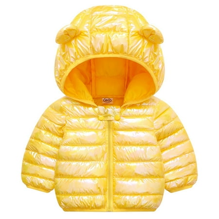 

ZHUASHUM Toddler Boys Girls Winter Windproof Lightful Colour Bear Ears Hooded Coat Jacket Kids Warm Outerwear