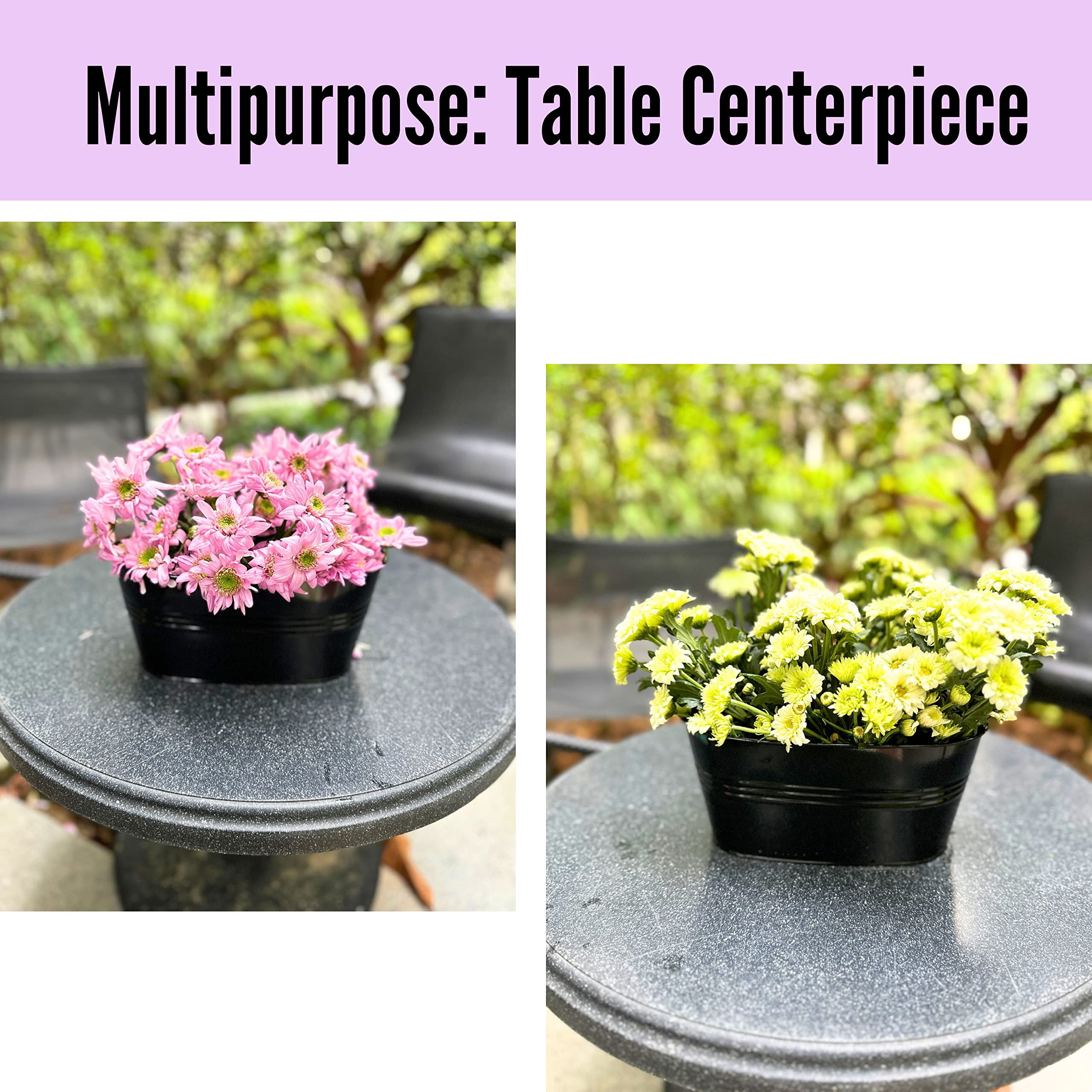 Outdoor Railing Planter 2 Pack 11.2 Inch Black Metal Hanging Flower Pots Deck Rail Fence Hanging Bucket Modern Window Box Plant Holder with Hooks Porch Decor