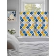 thumbnail image 4 of Tier Curtains 45 Inches Long, Yellow Blue Morocco Pattern Window Treatment Curtain Drapes, Modern Moroccan Geometric Window Half Privacy Curtains for Bedroom Bathroom, 42"x45", 2 Panels, 4 of 7