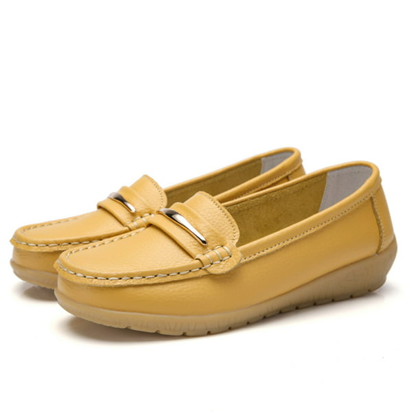 TOWED22 Womens Flat Shoes,Women's Classic Genuine Leather Fashion Tassel  Boat Shoes Comfort Driving Casual Slip On Walking Flats,Yellow 