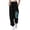 Blue, variant on LUOGENLI Female Casual Pants Women's Solid Color Print Sports and Leisure Drawstring Wide-Leg Pants and Drawstring Pants Womens Casual Pants Elastic Waist 27 Inseam White M
