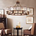 thumbnail image 5 of KPIBEST Rustic Vintage Farmhouse Round Crystal Chandelier with Brown Frame, Pendant Lighting Fixture Flush Mount for Dining Room Bedroom Living Room, 5 of 12