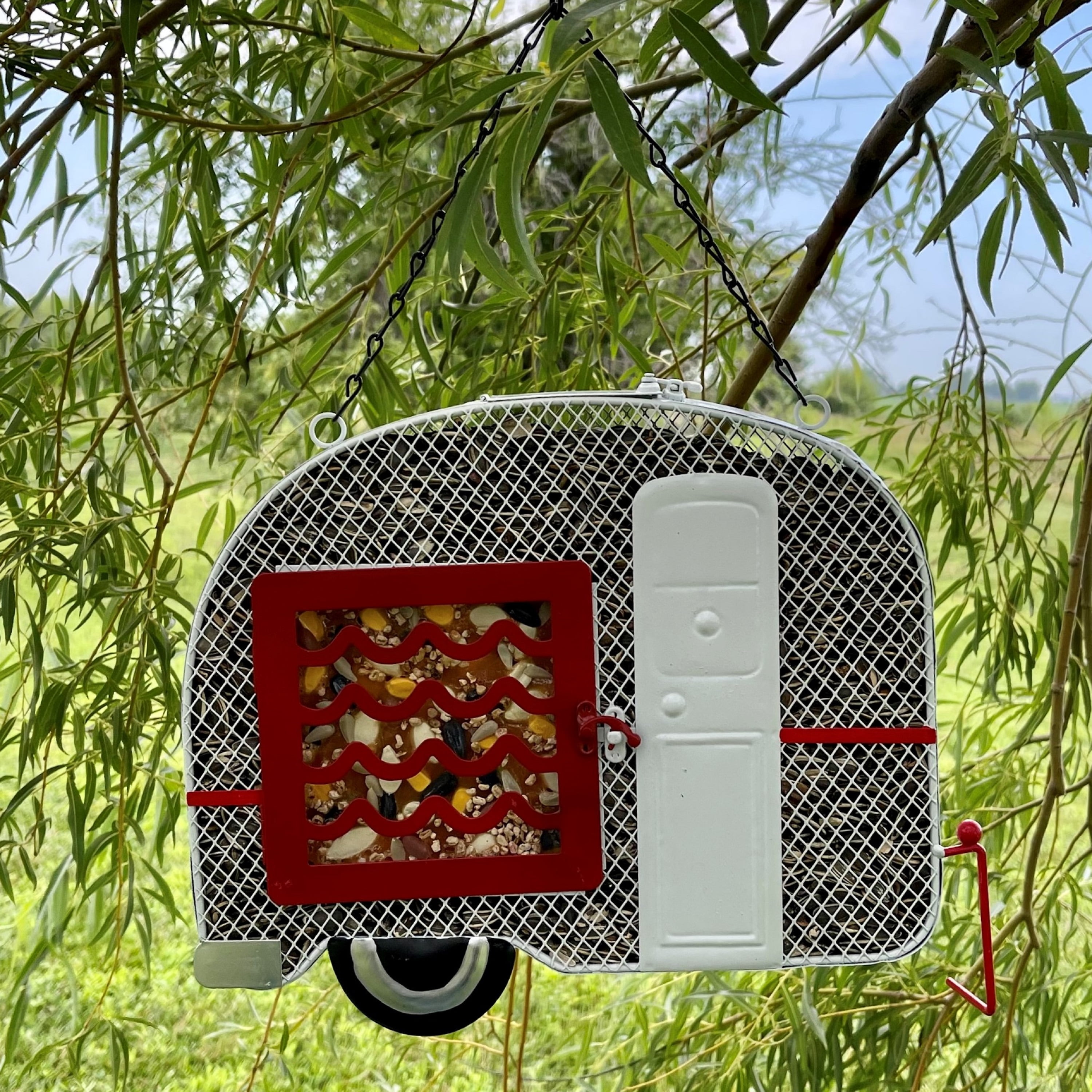 Gift Essentials Mesh Bird Feeder, Metal Sunflower Seed and Suet Feeder, White Camper