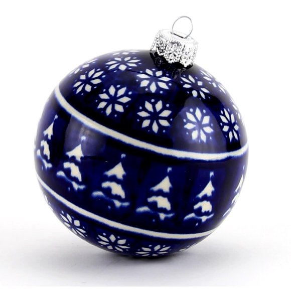 Polish Pottery Market Hanging Christmas Ball Ornaments - Handmade by Zaklady Boleslawiec – Polish Stoneware Christmas Tree Decorations Ornament