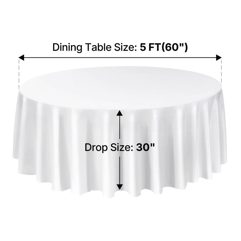 KFFKFF White Round Tablecloths, 120 In Diameter, 6 Pack photo 8
